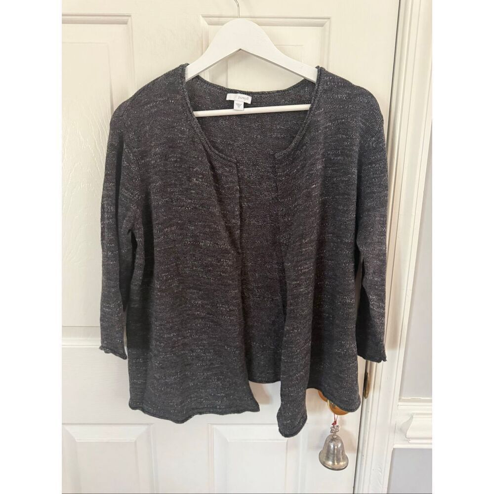 J. Jill Pure Jill Gray Marled Knit Open Front Cardigan Sweater sz XS